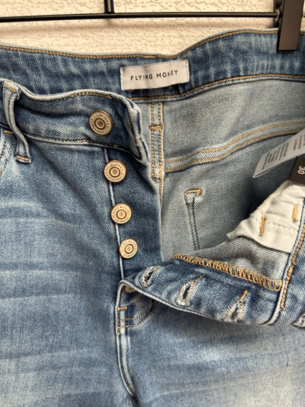 Flying Monkey High Rise Button Fly Distressed Raw Hem Skinny Jeans Size 30/10 - Picture 4 of 11
